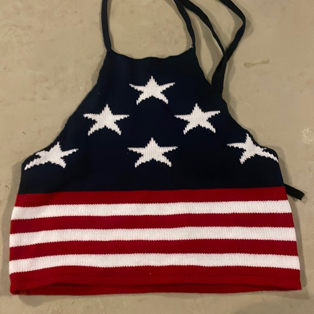 American Flag halter crop top
